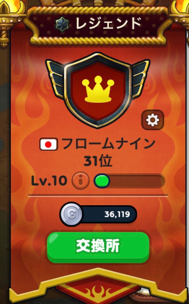 LINEレンジャー「フロームナイン」ギルドLv10・レジェンド31位
